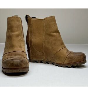 SOREL Wedge Chelsea Leather Boots Women’s 7.5 Brown